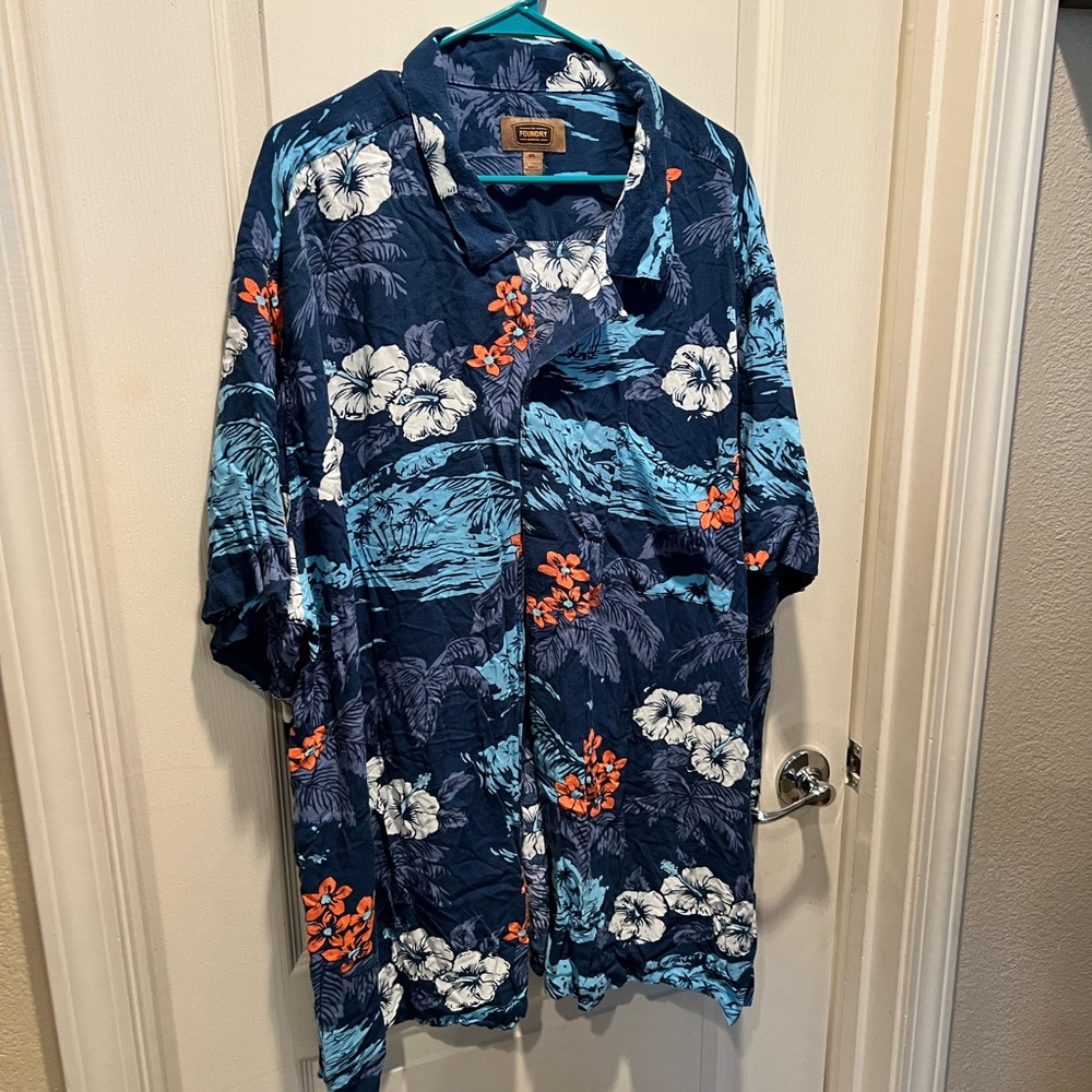 Big and tall 4xl blue Hawaiian shirt